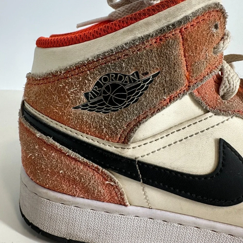 Nike Air Jordan 1 Mid DV-1336-800 Sneakers Retro Shoes Orange‎ White Black SZ 5Y